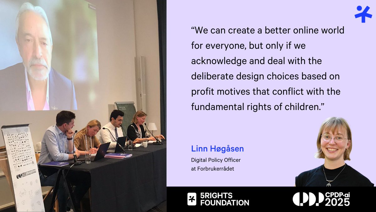 5Rights Foundation (@5rightsfound) on Twitter photo 🧩A better online world for children is possible, but to get there, we need to challenge harmful design choices.
Today we were at the <a href="/CPDPconferences/">CPDP Conferences</a> 2025 for our panel, "Delivering on children's rights: an opportunity for all?".
<a href="/linnhogasen/">Linn Høgåsen</a> #CPDP2025 #TheWorldisWatching 🧩A better online world for children is possible, but to get there, we need to challenge harmful design choices.
Today we were at the <a href="/CPDPconferences/">CPDP Conferences</a> 2025 for our panel, "Delivering on children's rights: an opportunity for all?".
<a href="/linnhogasen/">Linn Høgåsen</a> #CPDP2025 #TheWorldisWatching