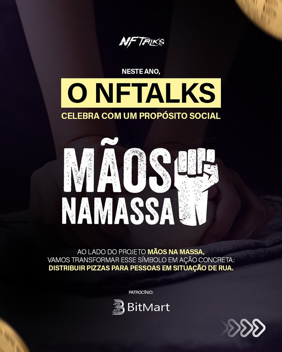 BitMart Portuguese 🇧🇷 🇵🇹 (@bitmart_pt) on Twitter photo 🍕 Em comemoração ao Bitcoin Pizza Day, decidimos celebrar da forma mais significativa possível: compartilhando.
Hoje, 22 de Maio - Junto com o <a href="/nftalks_br/">nftalks_br</a> e o projeto Mãos na Massa, a #BitMart irá distribuir pizzas para pessoas em situação de rua em São Paulo. 💛
Porque cripto 🍕 Em comemoração ao Bitcoin Pizza Day, decidimos celebrar da forma mais significativa possível: compartilhando.
Hoje, 22 de Maio - Junto com o <a href="/nftalks_br/">nftalks_br</a> e o projeto Mãos na Massa, a #BitMart irá distribuir pizzas para pessoas em situação de rua em São Paulo. 💛
Porque cripto