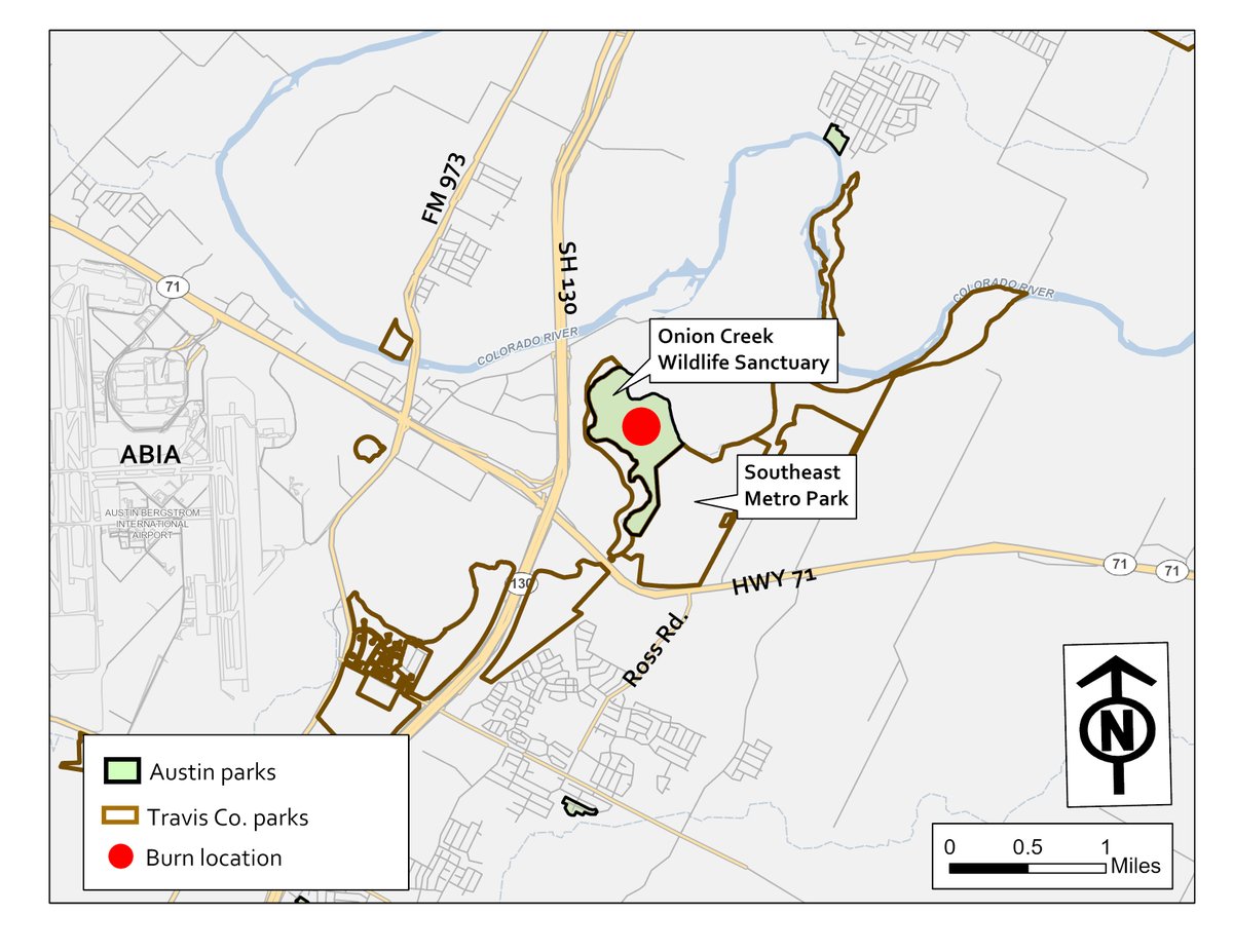 We're planning a prescribed burn at the Onion Creek Wildlife Sanctuary on Thurs. 5/22 with assistance from AFD + other local land management agencies. This is part of ongoing ecological restoration + wildfire mitigation activities at the site. More info: austintexas.gov/parkrxfire