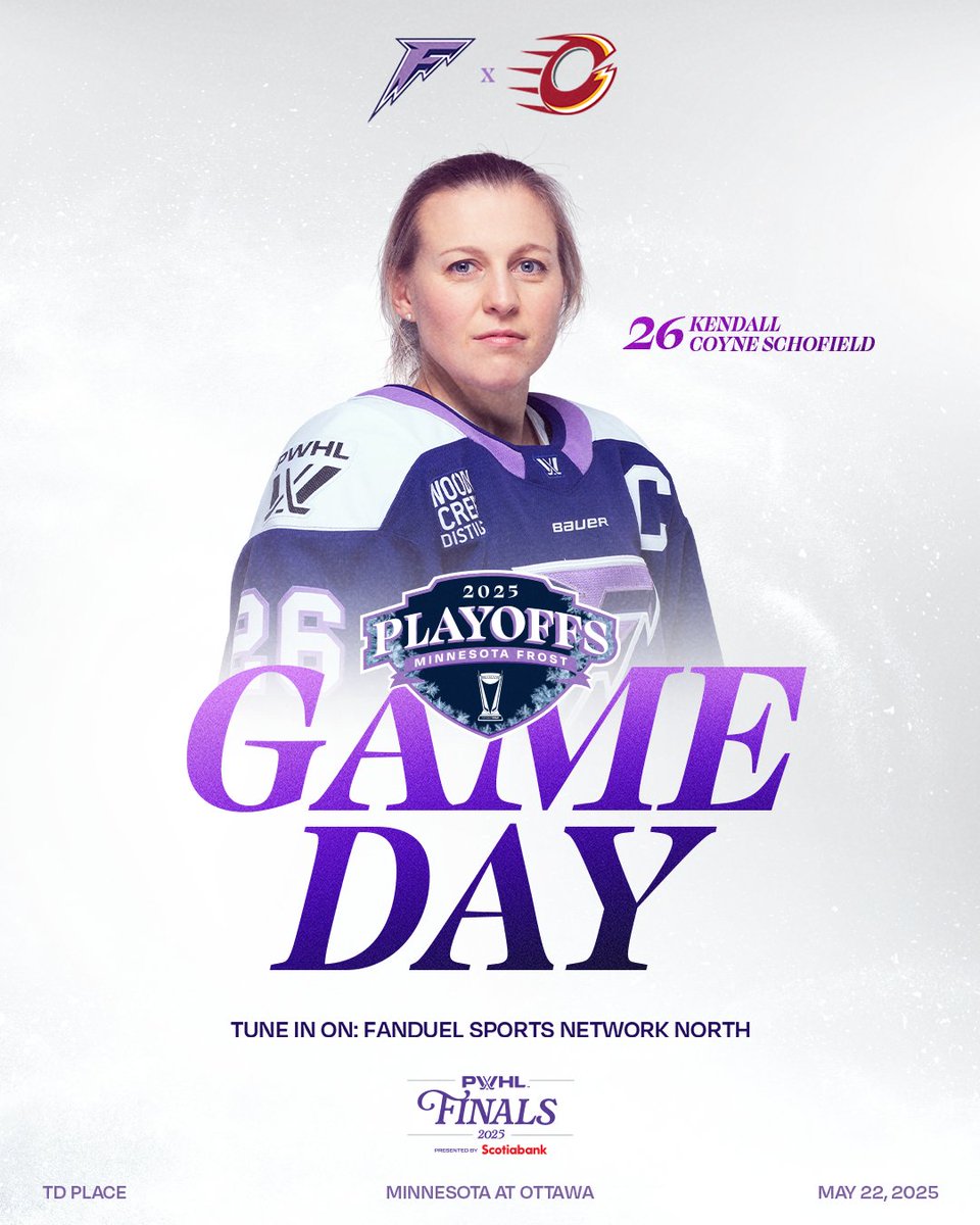 Minnesota Frost (@pwhl_minnesota) on Twitter photo One game at a time.
🆚 <a href="/PWHL_Ottawa/">x - Ottawa Charge</a>
⏰ 6:00PM CT
📍 TD Place
📺 FanDuel Sports Network North One game at a time.
🆚 <a href="/PWHL_Ottawa/">x - Ottawa Charge</a>
⏰ 6:00PM CT
📍 TD Place
📺 FanDuel Sports Network North