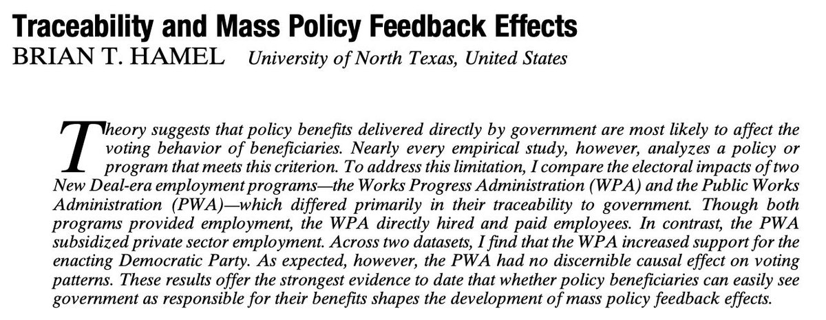 American Political Science Review (@apsrjournal) on Twitter photo From our new issue: "Traceability and Mass Policy Feedback Effects" by Brian Hamel (<a href="/hamelpolisci/">Brian Hamel</a>). #APSRNewIssue cambridge.org/core/journals/… From our new issue: "Traceability and Mass Policy Feedback Effects" by Brian Hamel (<a href="/hamelpolisci/">Brian Hamel</a>). #APSRNewIssue cambridge.org/core/journals/…