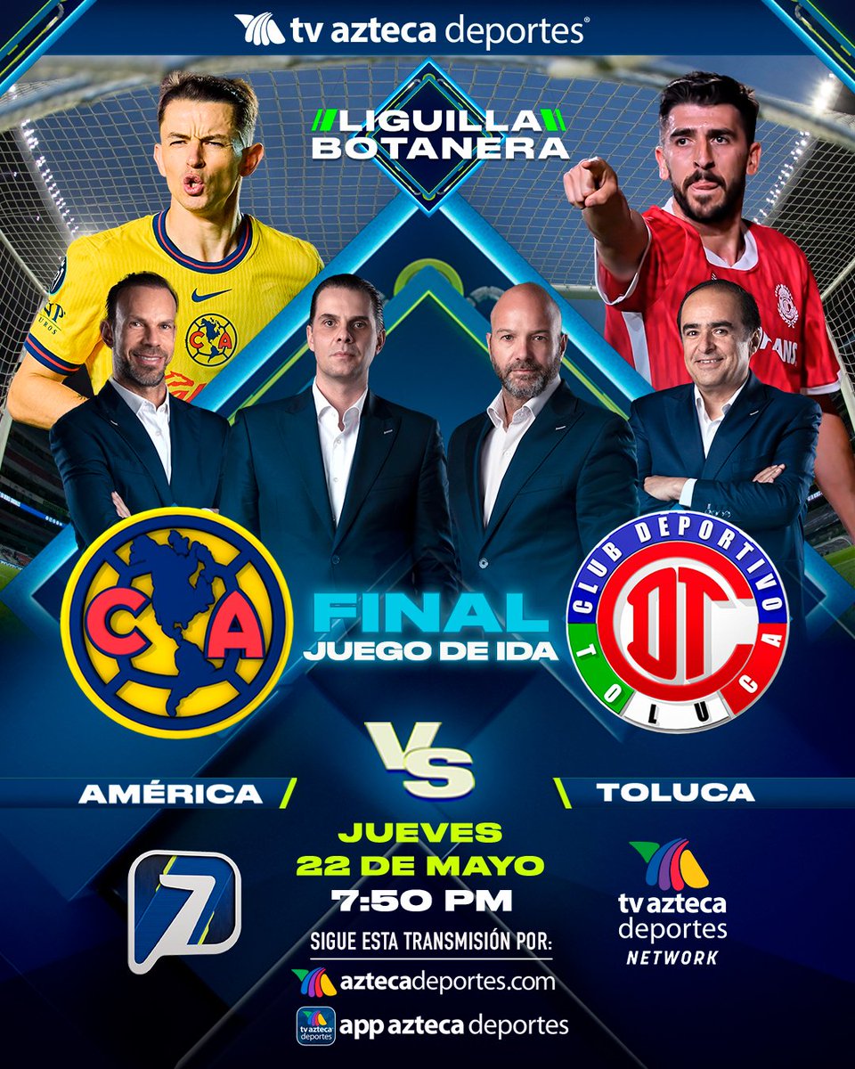 ¿Por dónde van a ver la Gran Final de Ida del <a href="/ClubAmerica/">Club América</a> 🆚 <a href="/TolucaFC/">Toluca FC</a>?

-Yo Canal 5

Ustedes?, Los Leo👀

         Like♥️                     Repostear🔄