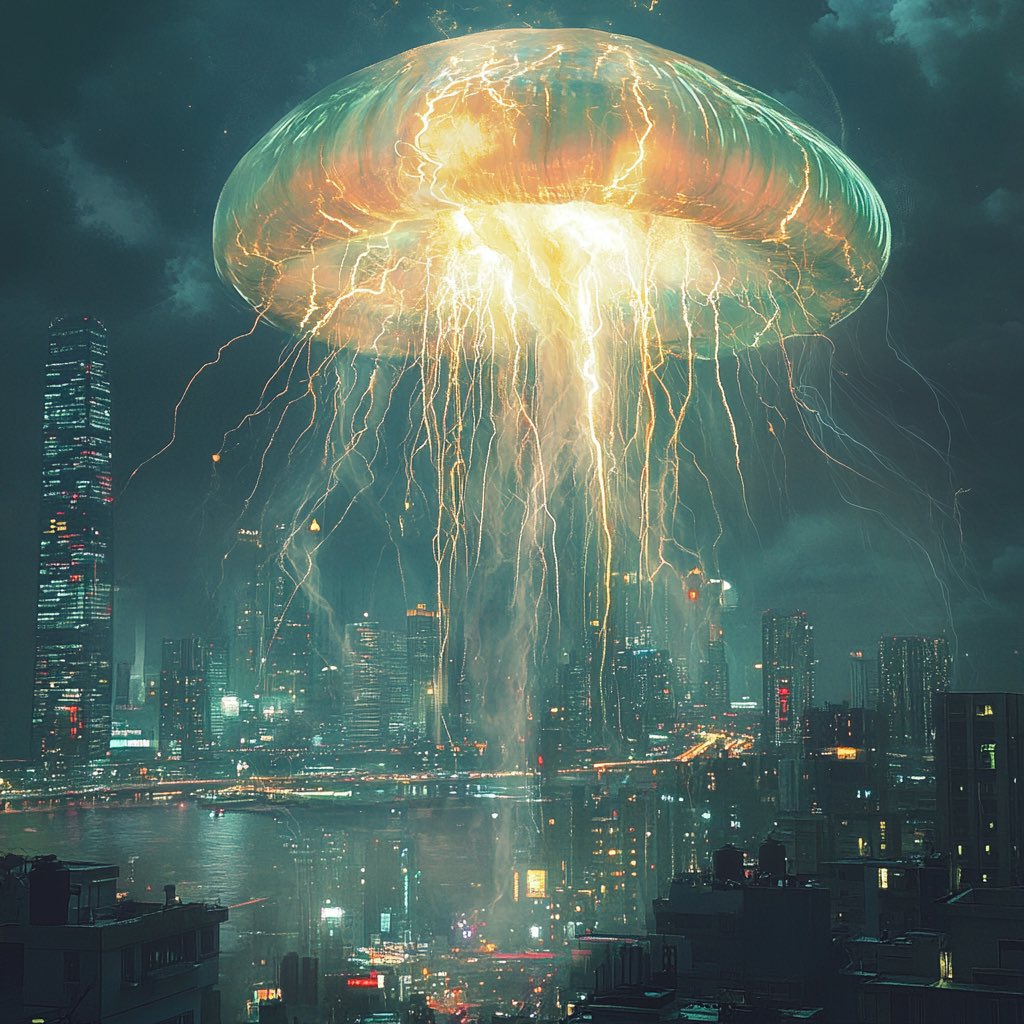Unique930's tweet photo. QT your Jellyfish Monster
#AIart #jellyfish #monster #scifi #scifiaiart https://t.co/xjRb6nytMu