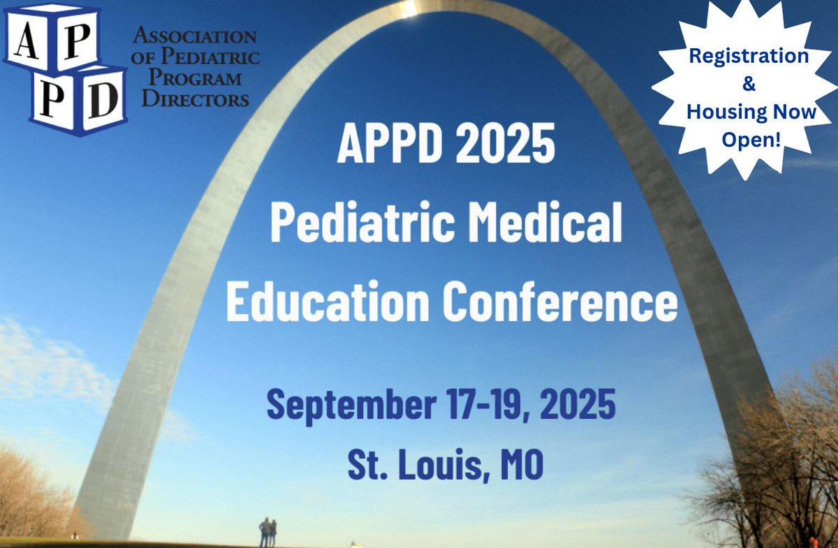 APPD (@appdconnect) on Twitter photo Registration/Housing is Now Open for the <a href="/APPDconnect/">APPD</a> Pediatric Medical Education Conference. Join us Sept 17-19 in St. Louis. appd.org/meetings-educa… <a href="/_pedsubs/">Council of Pediatric Subspecialties (CoPS)</a> <a href="/amspdc/">AMSPDC</a> <a href="/AcademicPeds/">Academic Peds Assoc</a> <a href="/AmerAcadPeds/">American Academy of Pediatrics</a> <a href="/FuturePedsRes/">FuturePedsRes</a> <a href="/NextGenPeds/">Next Gen Pediatricians</a> <a href="/COMSEPediatrics/">COMSEP</a> <a href="/ab_peds/">American Board of Pediatrics (ABP)</a> #Pediatrics #MedEd Registration/Housing is Now Open for the <a href="/APPDconnect/">APPD</a> Pediatric Medical Education Conference. Join us Sept 17-19 in St. Louis. appd.org/meetings-educa… <a href="/_pedsubs/">Council of Pediatric Subspecialties (CoPS)</a> <a href="/amspdc/">AMSPDC</a> <a href="/AcademicPeds/">Academic Peds Assoc</a> <a href="/AmerAcadPeds/">American Academy of Pediatrics</a> <a href="/FuturePedsRes/">FuturePedsRes</a> <a href="/NextGenPeds/">Next Gen Pediatricians</a> <a href="/COMSEPediatrics/">COMSEP</a> <a href="/ab_peds/">American Board of Pediatrics (ABP)</a> #Pediatrics #MedEd