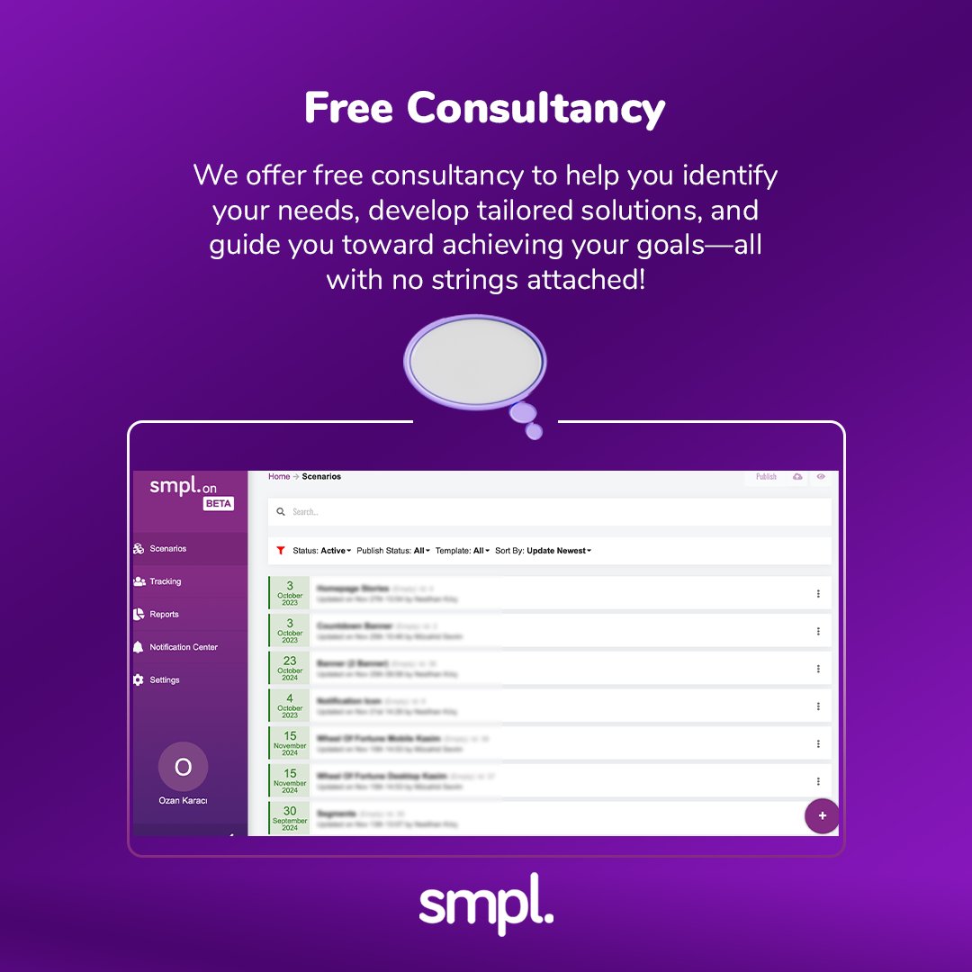 🤝 Let’s take the first step together!

📍 Book your free session now at: hellosmpl.com

 #smpl #freeconsultation #growthstrategy #digitaloptimization #customerjourney

🤝 İlk adımı birlikte atalım!

📍 Hemen randevu alın: hellosmpl.com