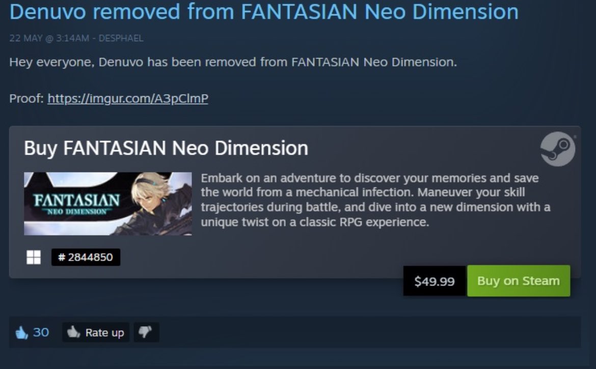Pirat_Nation's tweet image. Denuvo removed from FANTASIAN Neo Dimension