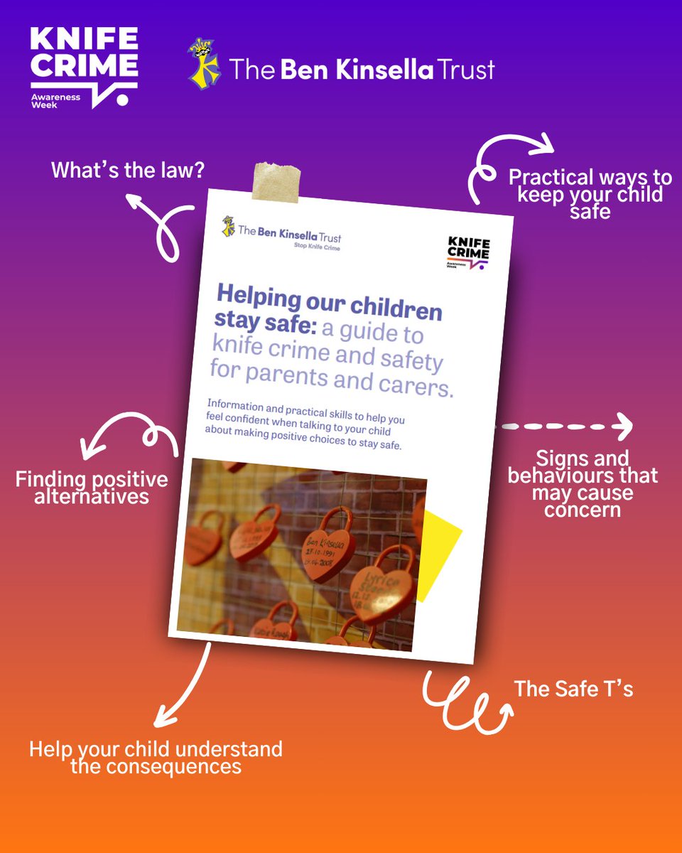The Ben Kinsella Trust (@kinsellatrust) on Twitter photo Can’t join our FREE Helping to Keep Our Young People Safe training tonight? You can still get involved! 💜
📘 As part of <a href="/knifecrimeaw/">Knife Crime Awareness Week</a>, we’ve updated our downloadable Parents & Carers Guide.
🔗 Download your copy today: loom.ly/qBKX0EE
#KCAW25 #KnifeCrimeAwarenessWeek Can’t join our FREE Helping to Keep Our Young People Safe training tonight? You can still get involved! 💜
📘 As part of <a href="/knifecrimeaw/">Knife Crime Awareness Week</a>, we’ve updated our downloadable Parents & Carers Guide.
🔗 Download your copy today: loom.ly/qBKX0EE
#KCAW25 #KnifeCrimeAwarenessWeek