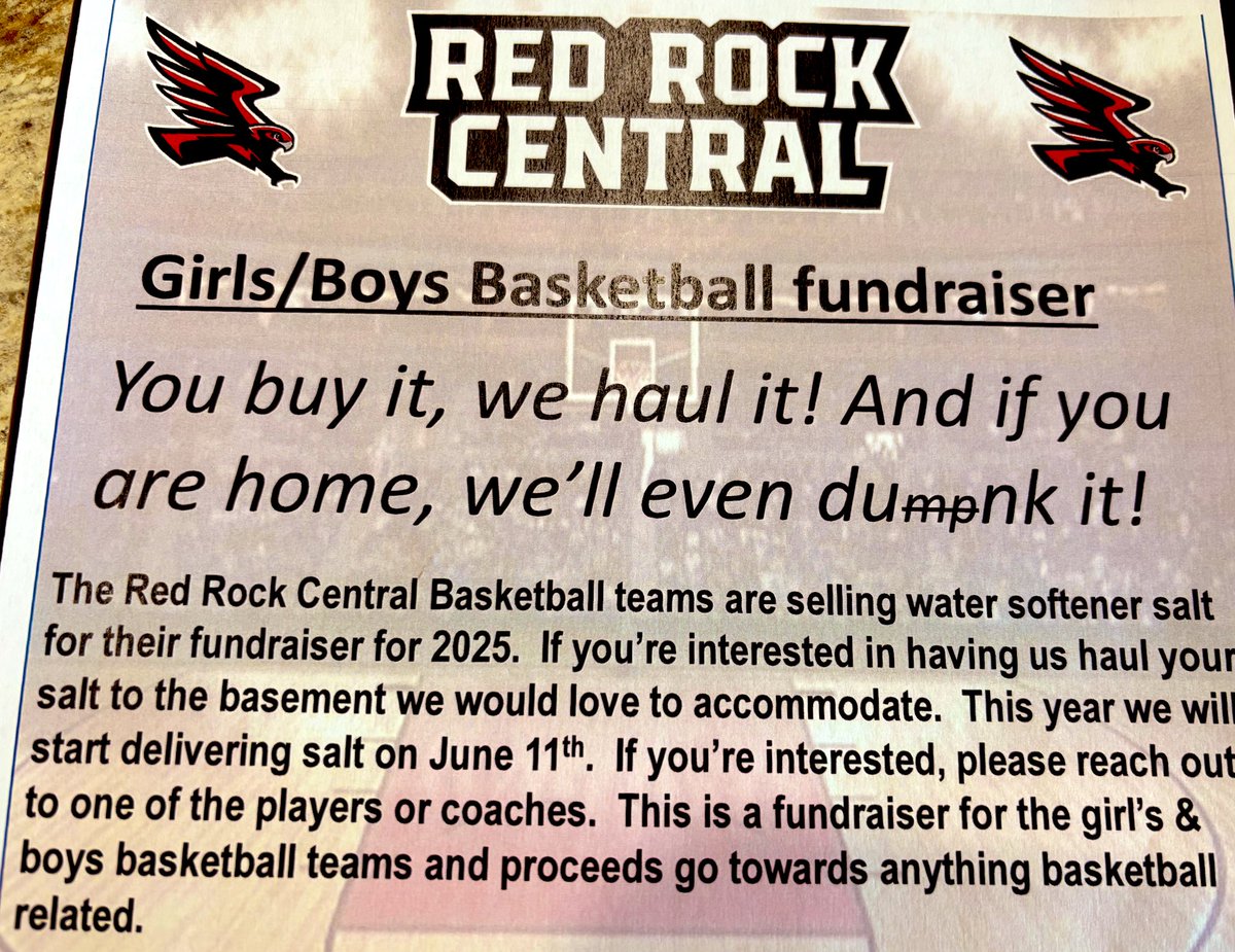RRC COMMUNITY- Water Softener Sales are back! Boys and girls players will be selling softener salt as part of our annual fundraiser. All bags $10.