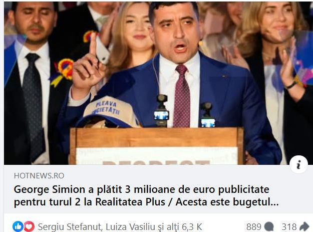 3 milioane de euro din taxele care vi se iau dvs în fiecare lună a dat George Simion unei televiuni rusofile, condusă de un interlop, ca să fiți mințiți în folosul lui și al unei puteri ostile României - Rusia.