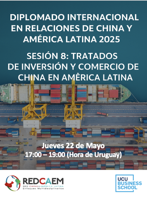 RedChinaALatina's tweet photo. 📚Hoy en el #DiplomadoChinaALC
Sesión 8 | "Tratados de Inversión y Comercio de China en América Latina" 🌎🇨🇳 Con🎓Dra. Ana Saggioro García - Univ. Federal Rural de Río de Janeiro & PUC de Río de Janeiro (Brasil) 🕔 22/05 | 17:00–19:00 (Uruguay) #ChinaALC #IED #TBIs #TLCs #RRII https://t.co/3Q6hfJ57Jl