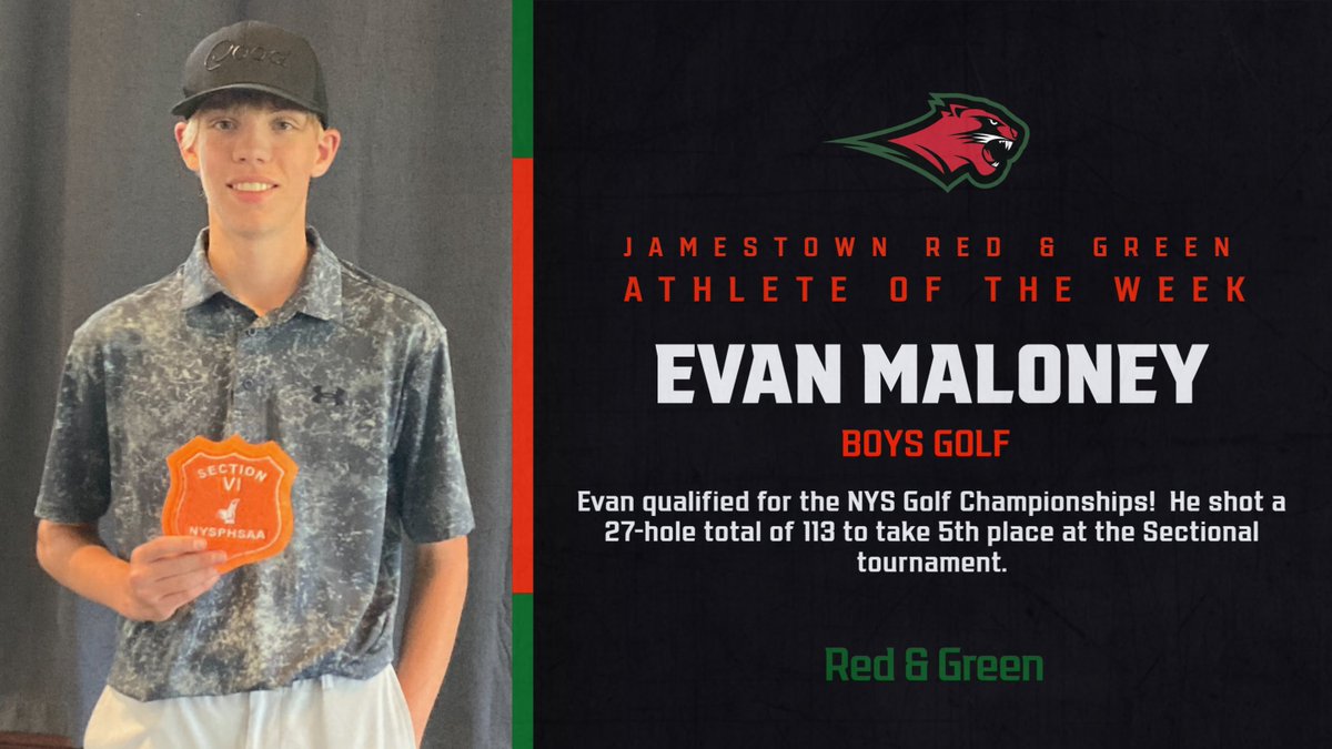 Jamestown Red & Green (@jhsredgreen) on Twitter photo Congratulations to the JHS Athlete of the Week: Evan Maloney (boys golf)!
<a href="/JamestownSchool/">Jamestown Public Schools</a> Congratulations to the JHS Athlete of the Week: Evan Maloney (boys golf)!
<a href="/JamestownSchool/">Jamestown Public Schools</a>