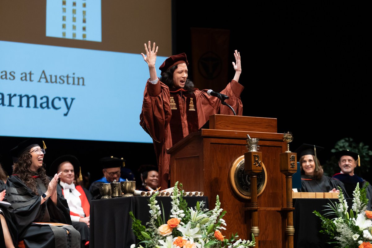UTexasPharmacy's tweet photo. 🎓✨Horns up for the Class of 2025!✨🎓
On May 9, #TexasPharmacy celebrated 126 incredible graduates—2 M.S., 18 Ph.D. and 106 Pharm.D.—at Bass Concert Hall. A day of pride, promise and purpose.
#UTGrad25 https://t.co/zfmgCetUFN