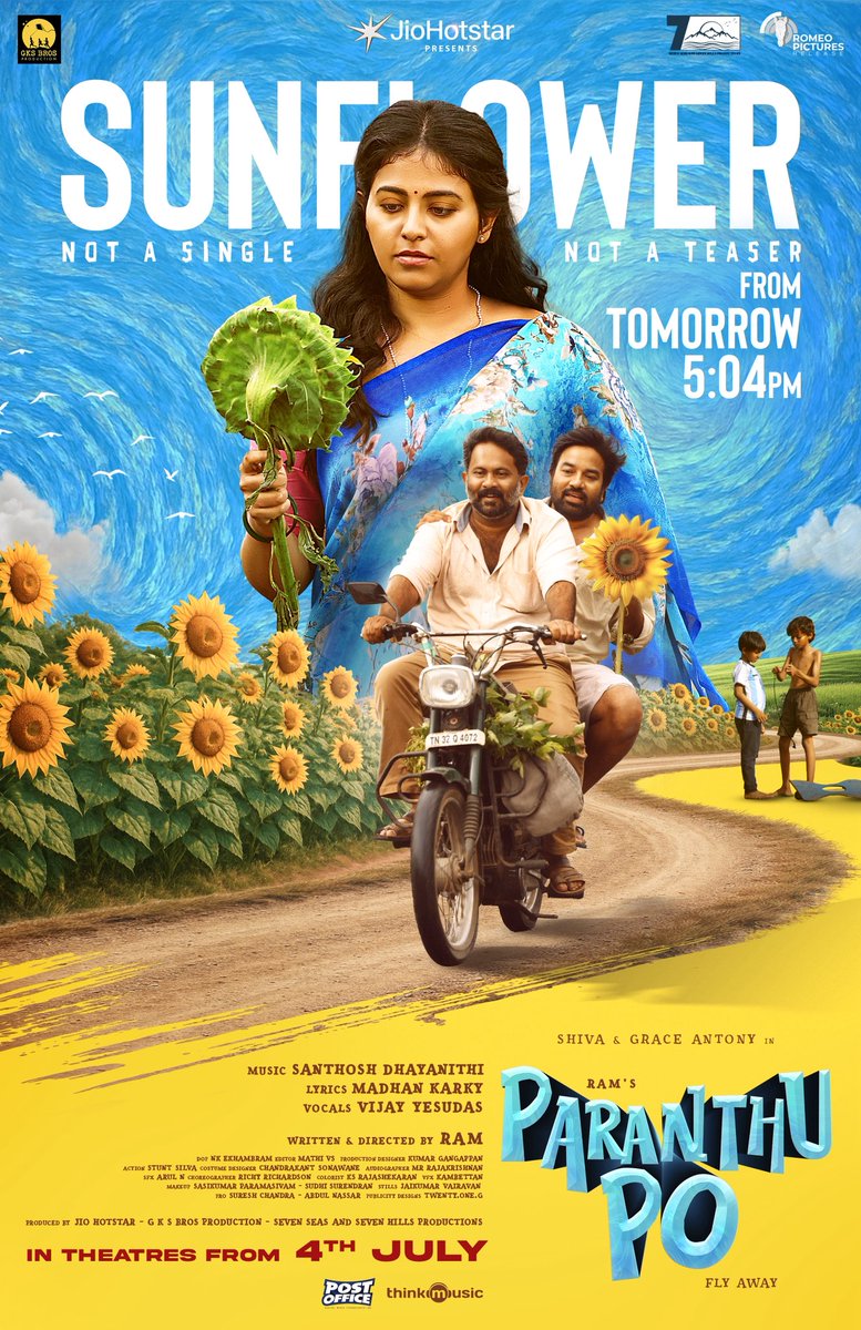 Shiva (@actorshiva) on Twitter photo #Sunflower—"not a single,not a teaser" from Ram’s #ParanthuPo,sung by @iamvijayyesudas drops tom 5:04 PM
#GraceAntony <a href="/yoursanjali/">Anjali</a> <a href="/AjuVarghesee/">Aju Varghese</a> <a href="/eka_dop/">Ekhambram DOP</a> <a href="/edit_mathi/">Mathi Vs</a> <a href="/DhayaSandy/">Santhosh Dhayanithi</a> <a href="/madhankarky/">Madhan Karky</a> <a href="/mynameisraahul/">raahul</a> <a href="/Romeopictures_/">Romeo Pictures</a> <a href="/thinkmusicindia/">Think Music</a> <a href="/JioHotstartam/">JioHotstar Tamil</a> <a href="/SureshChandraa/">Suresh Chandra</a> #Sunflower—"not a single,not a teaser" from Ram’s #ParanthuPo,sung by @iamvijayyesudas drops tom 5:04 PM
#GraceAntony <a href="/yoursanjali/">Anjali</a> <a href="/AjuVarghesee/">Aju Varghese</a> <a href="/eka_dop/">Ekhambram DOP</a> <a href="/edit_mathi/">Mathi Vs</a> <a href="/DhayaSandy/">Santhosh Dhayanithi</a> <a href="/madhankarky/">Madhan Karky</a> <a href="/mynameisraahul/">raahul</a> <a href="/Romeopictures_/">Romeo Pictures</a> <a href="/thinkmusicindia/">Think Music</a> <a href="/JioHotstartam/">JioHotstar Tamil</a> <a href="/SureshChandraa/">Suresh Chandra</a>