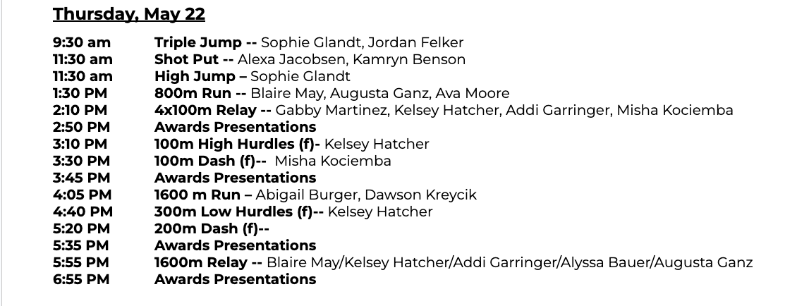 🔵 STATE TRACK DAY 2 🔵

📅 May 22
🏟️ Omaha Burke
🕤 Field 9:30 / Running 1:30
📊 Live Results: bit.ly/3YUpq6F

Solid day one yesterday and ready to Finish Strong today--go get it, Bearcats!!

<a href="/KearneyBearcats/">Kearney High School Athletics</a> <a href="/ryanhogue24/">Ryan Hogue, CAA - Ed. S</a>