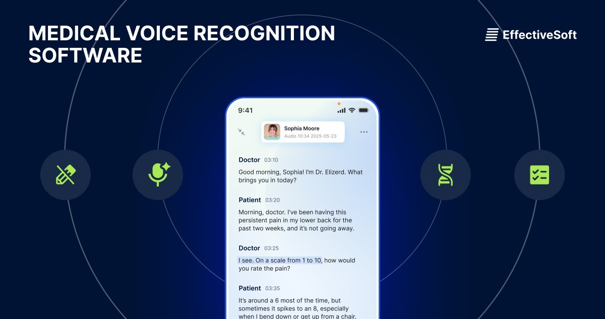 EffectiveSoft's tweet image. In #healthcare, every second counts. Medical #voicerecognition software not only saves clinicians time—it enhances the quality of care. Learn more about the voice technology in our article: hubs.la/Q03nLB1p0