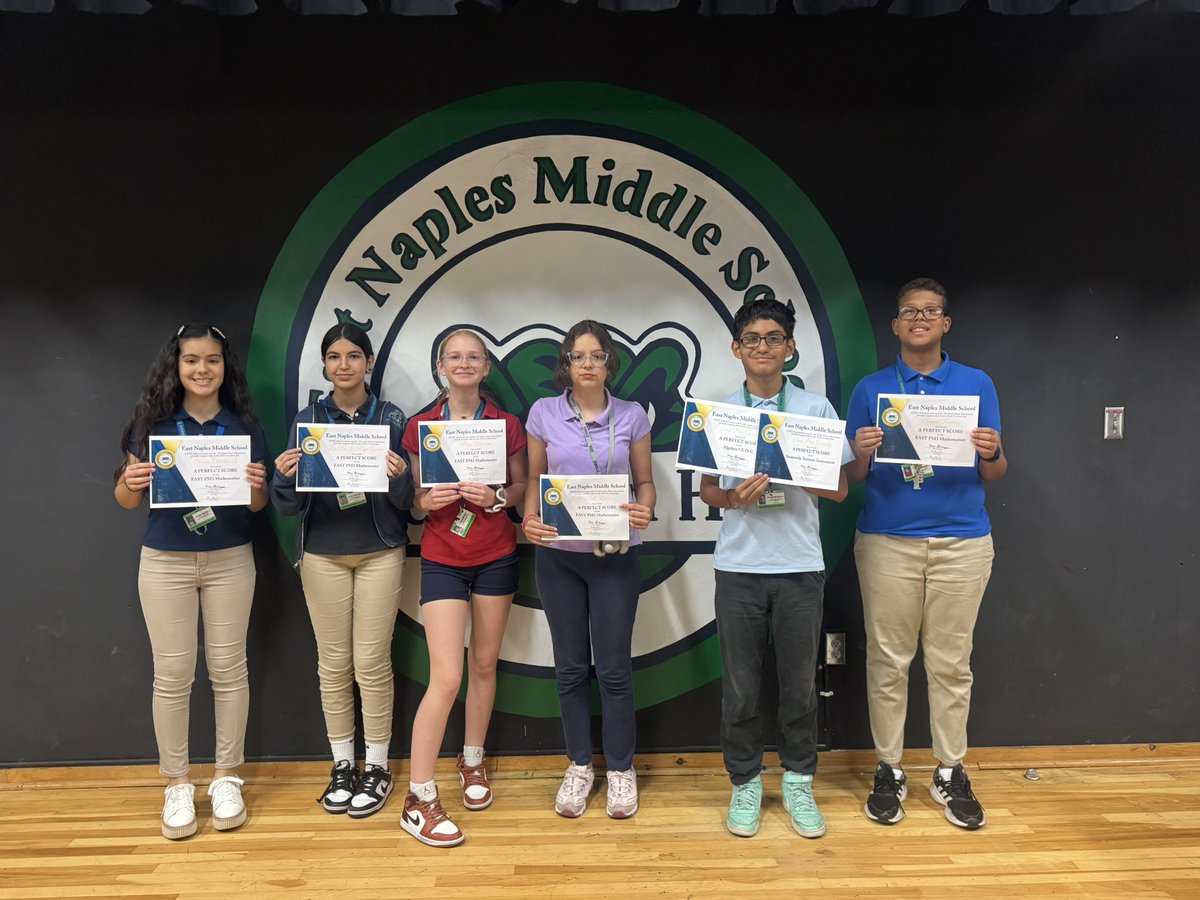 Congratulations to our gators for scoring a perfect score on a F.A.S.T assessment or an EOC. We are gator proud of Erik G., Susana C., Zoe G., Penny M., Samuel R., and Meli R.!🐊