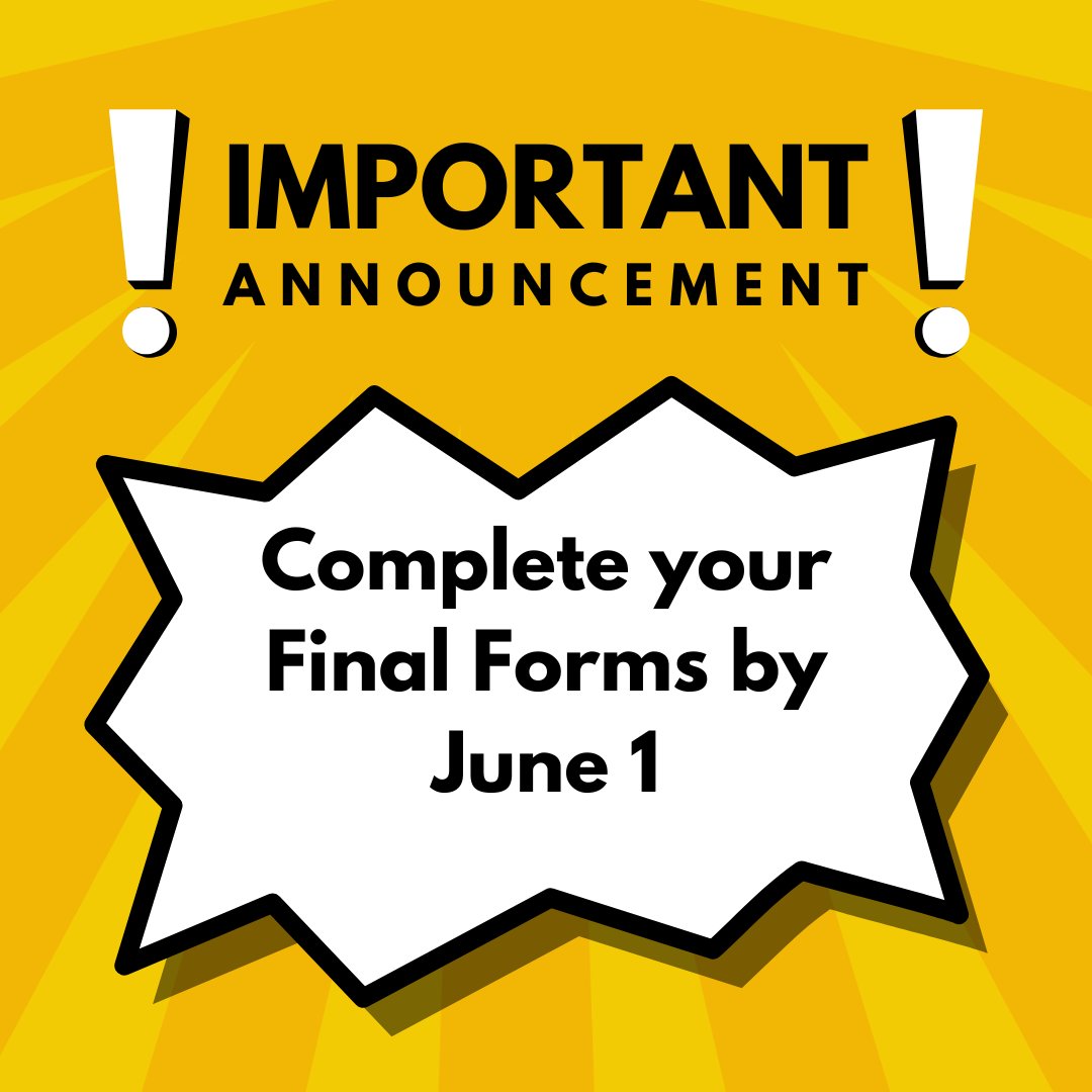 CgsSchools's tweet image. 🚨Still need to complete your Final Forms?

Your info helps us prepare bus routes and staffing for the upcoming year—even if your child won’t be using district transportation.
Please take a moment this week to finish them up! 💙💛
#FinalForms #ClydeGreenSprings #FlierFamily