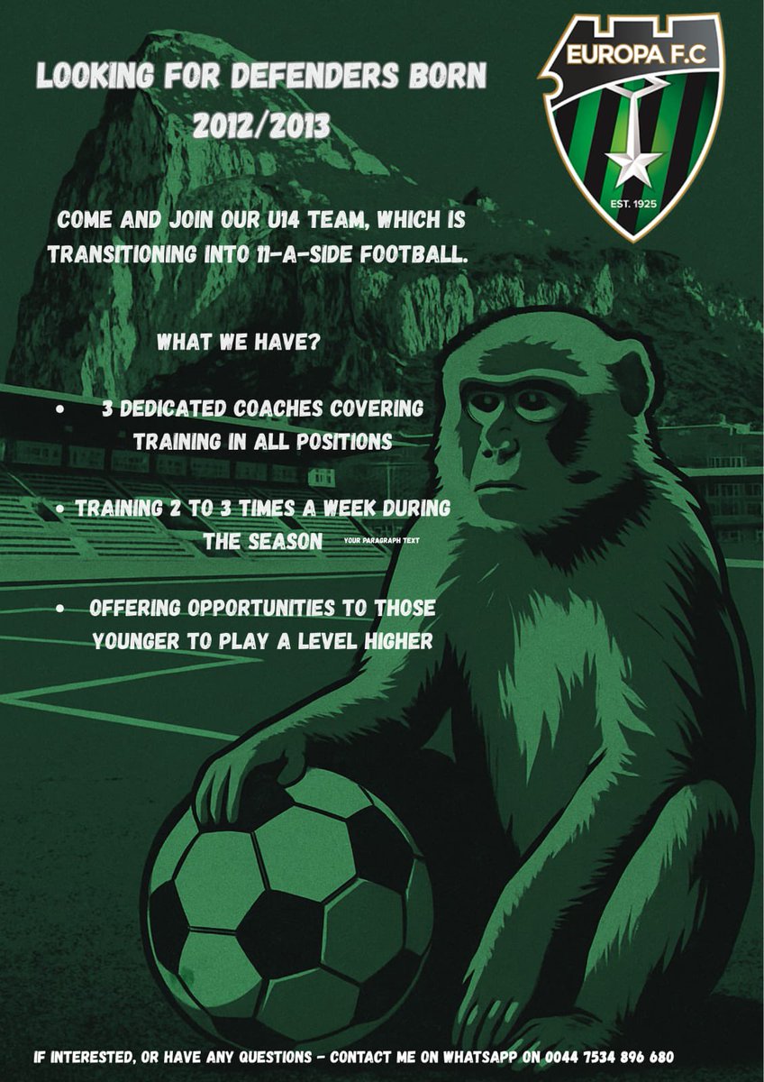 Recruitment for players born in 2012 &amp; 2013 tomorrow!