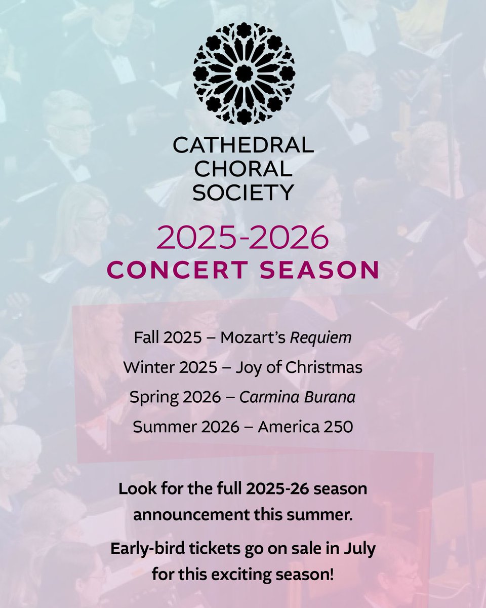 Did you catch our 2025-26 season announcement on the back of last weekend's program booklet? If not, here's your sneak peek at next season's concerts, including Mozart's Requiem and Carmina Burana! 🎶