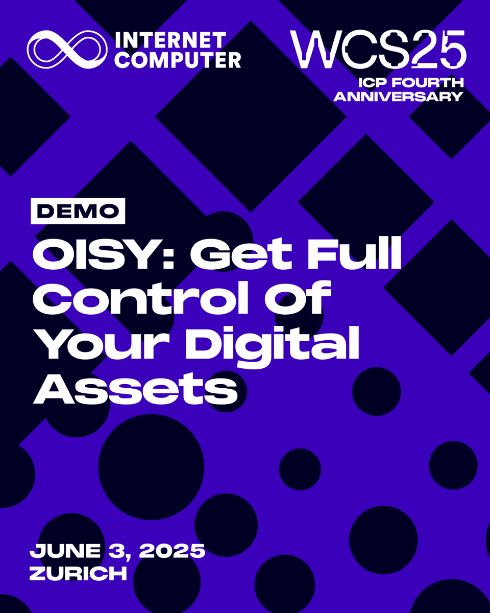 DFINITY (@dfinity) on Twitter photo Take back control.
See how <a href="/oisy/">OISY Wallet</a> is enabling true digital asset ownership.
📍 Zurich | 📅 June 3, 2025
🔗 worldcomputer.com/wcs25 Take back control.
See how <a href="/oisy/">OISY Wallet</a> is enabling true digital asset ownership.
📍 Zurich | 📅 June 3, 2025
🔗 worldcomputer.com/wcs25