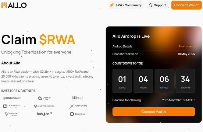 hdezlara's tweet photo. 🎁 Allo double token airdrop is live now!

Early supporters can claim $RWA + $ALLO tokens as a thank you for being part of the journey.

🔗 Check your eligibility and claim here:
👉 https://t.co/eWzPsUltB9

💼 If you’ve interacted with Allo, your wallet might already qualify.

⏰ This reward window is limited - don’t miss out!