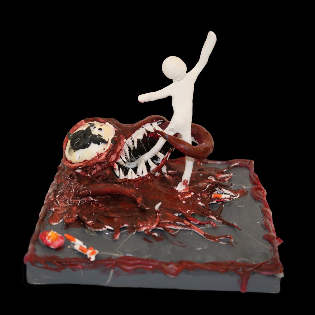 Addictive grip &amp; health impact of nicotine is reflected in this sculpture from a Warrandyte High School student.

Nicotine, found in tobacco, binds to nicotinic acetylcholine receptors in the brain.

More ⬇️ 
ebi.ac.uk/pdbe/articles/…
#SciArt #PDBart #Tobacco