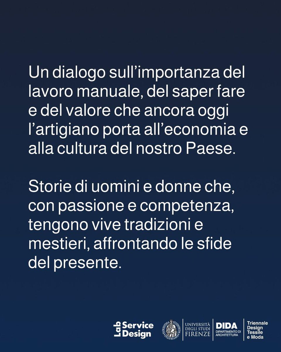 🇮🇹 Il Saper Fare Italiano di #MaurizioCarucci – Presentazione libro &amp; tavola rotonda

📅 29 maggio 2025 - Ore 15:00
📍 Aula Magna – Design Campus, Università degli Studi di Firenze

📌 Un viaggio tra le mani e le storie degli artigiani italiani, da nord a sud.