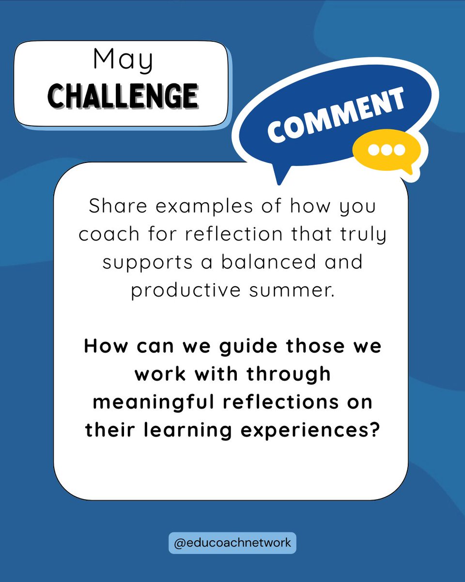 📣May Challenge is happening!📣
This month we are focused on authentic reflection. Comment below to share your best practices for guiding educators through meaningful reflection 👇
#educoachnetwork #instructionalcoach #edtechcoach