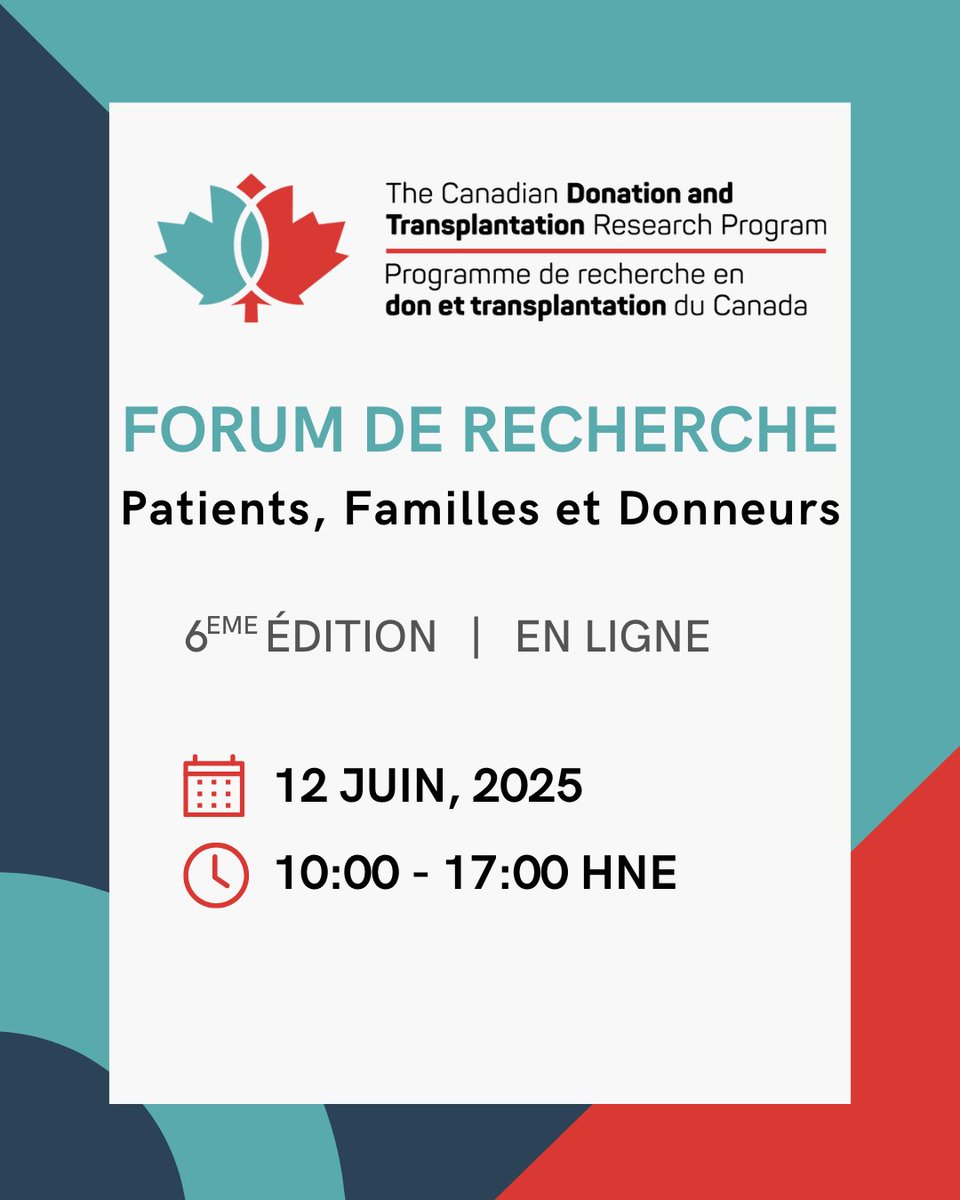 Kidney Foundation (@kidneycanada) on Twitter photo Rejoignez <a href="/CNTRP/">Canadian Donation and Transplant Research Program</a> pour leur Forum de recherche des patients, familles et donneurs (PFD), qui se tiendra le 12 juin 2025. Le forum proposera des ateliers interactifs sur des projets de recherche nationaux innovants. Inscrivez-vous aujourd’hui : bit.ly/3JHxI9l Rejoignez <a href="/CNTRP/">Canadian Donation and Transplant Research Program</a> pour leur Forum de recherche des patients, familles et donneurs (PFD), qui se tiendra le 12 juin 2025. Le forum proposera des ateliers interactifs sur des projets de recherche nationaux innovants. Inscrivez-vous aujourd’hui : bit.ly/3JHxI9l