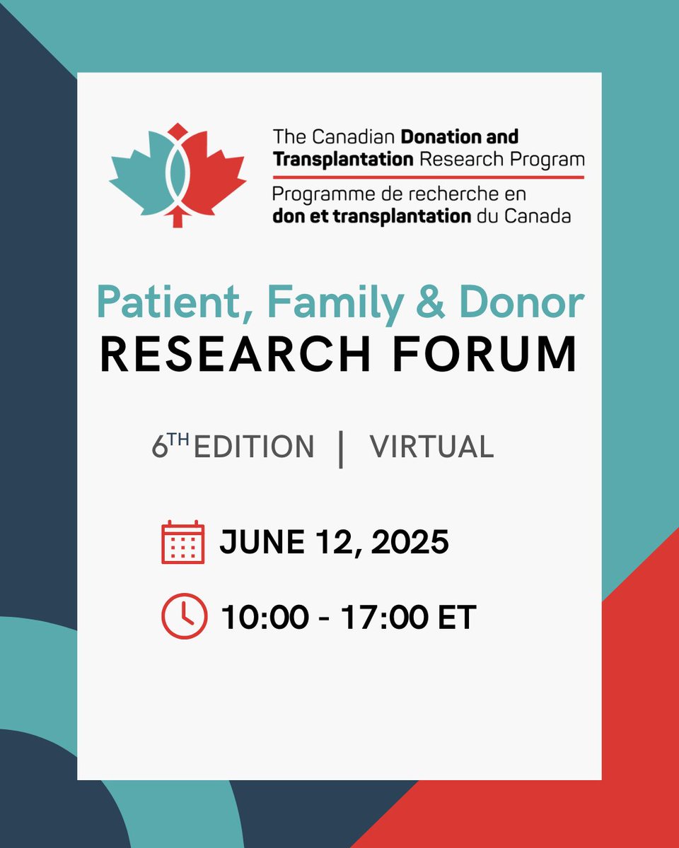 Kidney Foundation (@kidneycanada) on Twitter photo Join <a href="/CNTRP/">Canadian Donation and Transplant Research Program</a> for their 2025 Patient, Family and Donor Research Forum on June 12! This year's Forum will feature interactive workshops on innovative national research projects. Register today! Free Registration: bit.ly/3JHxI9l Join <a href="/CNTRP/">Canadian Donation and Transplant Research Program</a> for their 2025 Patient, Family and Donor Research Forum on June 12! This year's Forum will feature interactive workshops on innovative national research projects. Register today! Free Registration: bit.ly/3JHxI9l