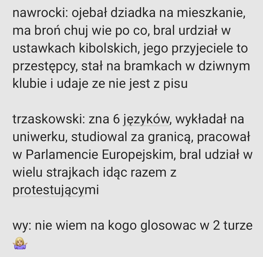holybrekker's tweet photo. nie jesteśmy, kurwa, Amerykanami, aby rządził nami szemrany typ #WyboryPrezydenckie2025 https://t.co/5wIXTWTrq5