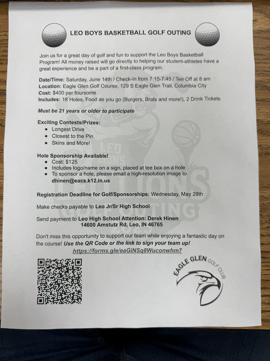 An opportunity to support the Leo HS Boys Basketball program.