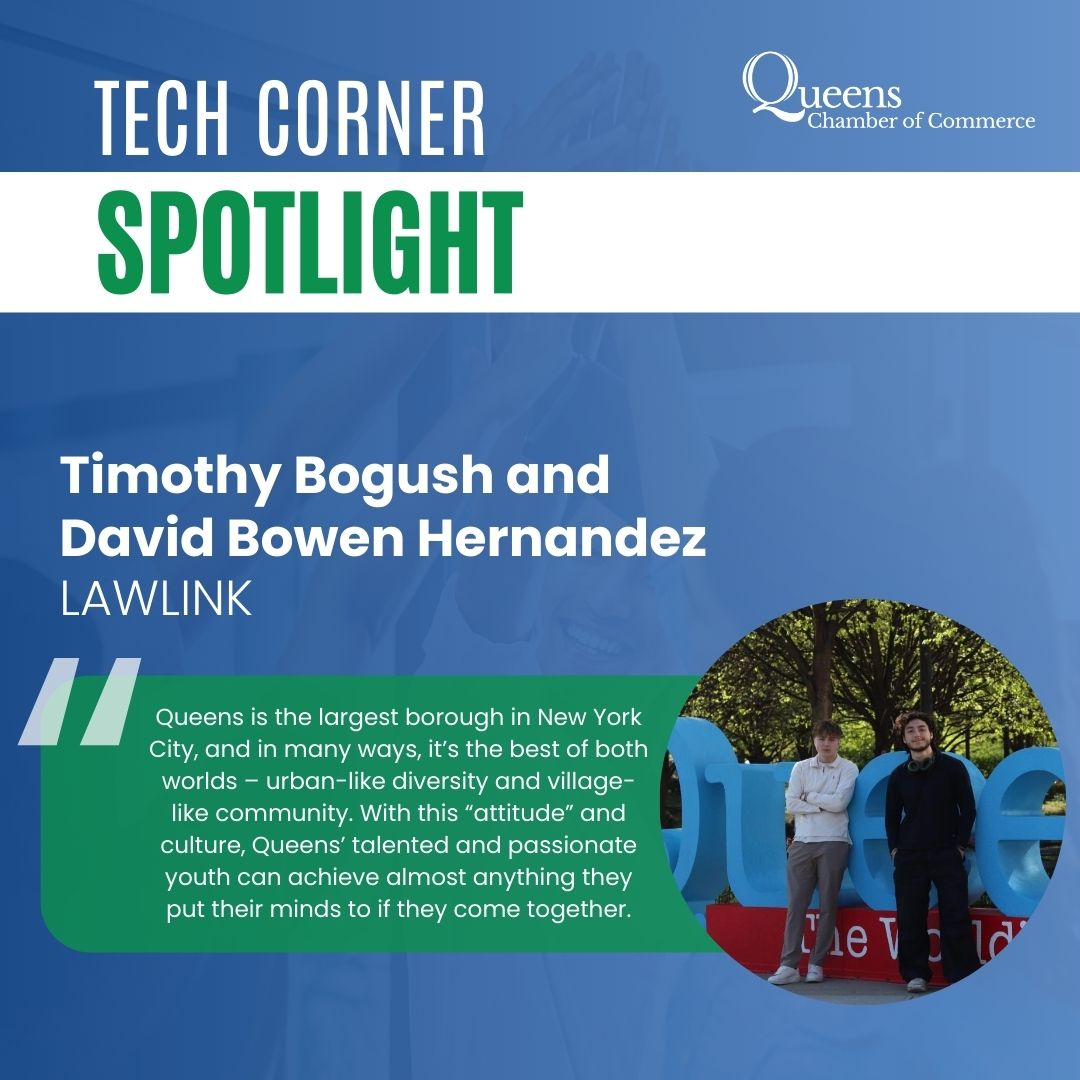 QueensChamber's tweet image. #QueensTechCorner features Timothy Bogush and David Bowen Hernandez co-founders of LAWLINK, a legal tech startup with an innovative platform to streamline case operations and communication. 💫
Head to our Queens Tech Council blog at the link to learn more! queenstechcouncil.com/blog