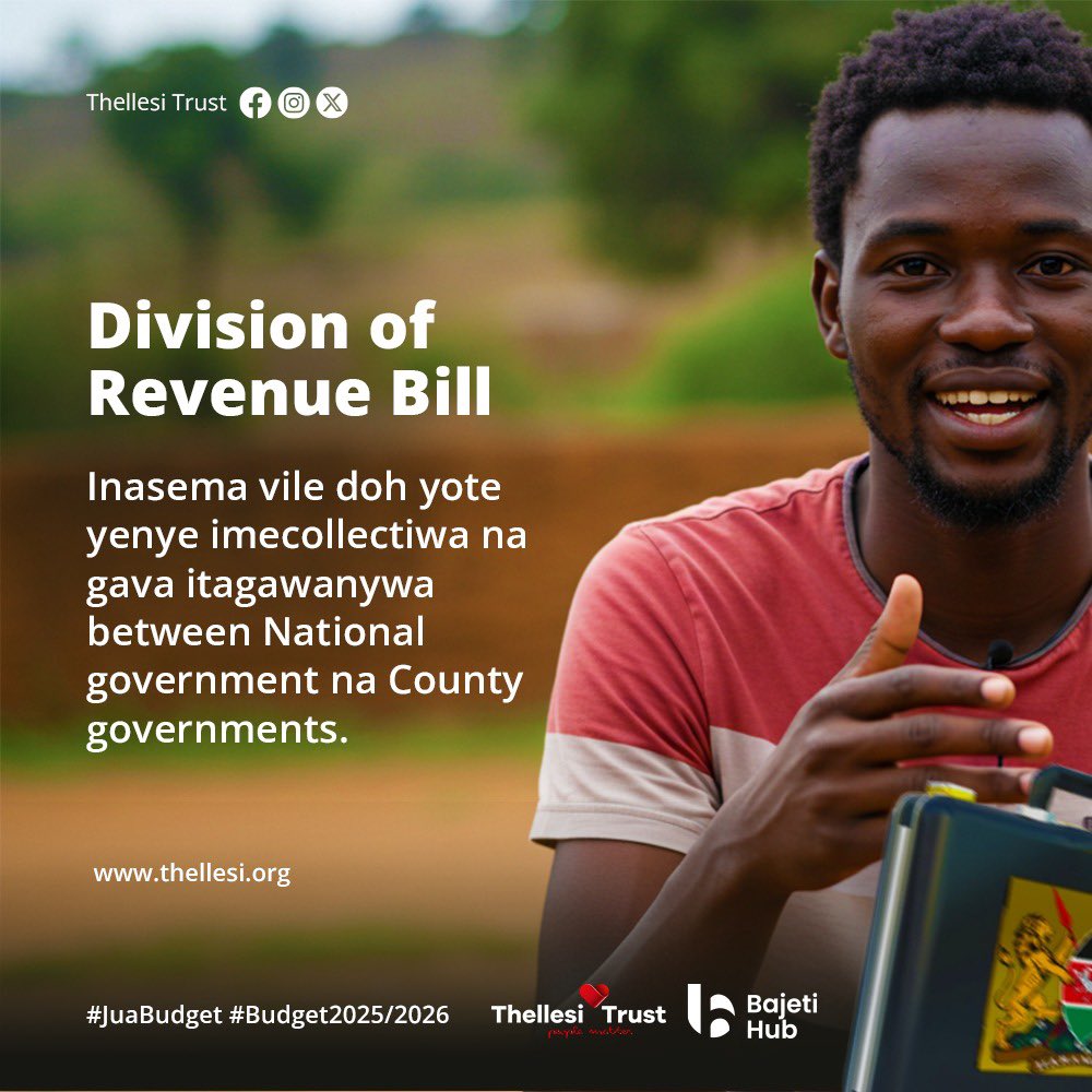 Debate ya Division of  Revenue Bill bado inaendelea na juu tumekuwa tukichanuana kuhusu story za budget na budget process kwakumbusha tu hii bill inasema vile Gava itagawa doh between National government na Counties👇🏾.

#Tbt #Budgetprocess #Budget20252026