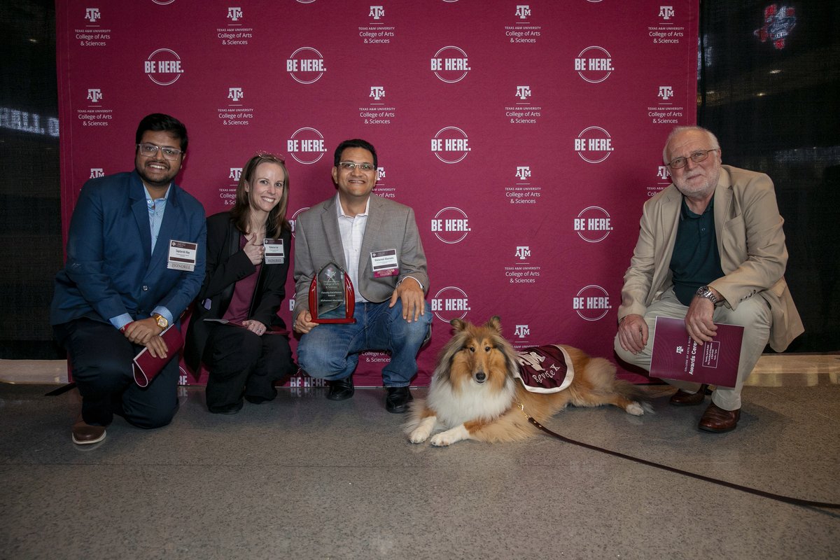 TAMUstats's tweet image. Throwback Thursday to the 2025 College of Arts & Sciences Awards! π
π Dr. Mohamed Aburweis, Rebecca Lee, and Saptarshi Roy were all honored for their excellence!
Bonus: Dr. Vidakovic and Reveille joined the fun! πΎπ
#tamu #tamustats #statistics #awardsceremony