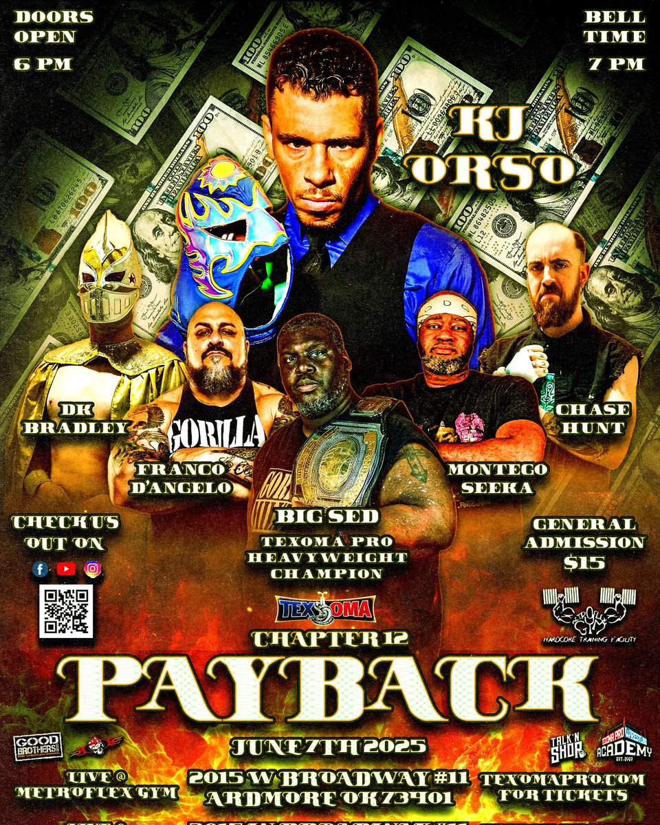 Saturday, June 7th, we see the return of KJ Orso FKA Fuego Del Sol. Plus, all your favorite Texoma Pro Stars!
