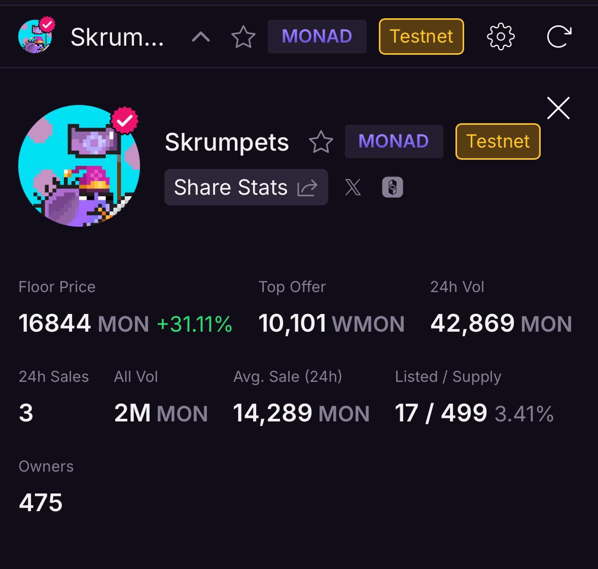 1x <a href="/molandaks_xyz/">Molandaks</a> mint pass Giveaway🎁(8600 monad)

1x SKRUMPET NFT GIVEAWAY (16800monad)

To enter:
1️⃣ Follow <a href="/otc_hub/">NFT_HUB</a> 
2️⃣ Like &amp; Retweet
3️⃣ Tag 3 friends
4️⃣ Join our Discord:

discord.gg/hSJPZBZ4

⏳48 hours!