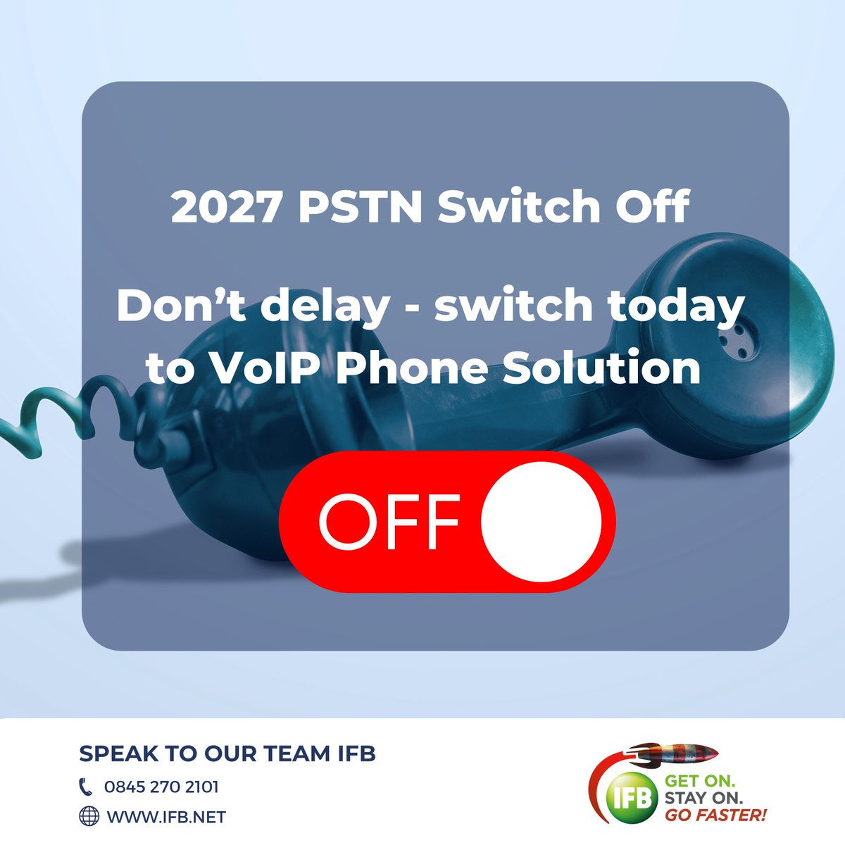IFB_LTD's tweet image. If the upcoming #PSTNSwitchOff prompted you to review your current phone setup, we can help!
 
PSTN Switch off is not just a technical change—it’s an opportunity to modernise, streamline costs, and upgrade to smarter &amp;amp; agile communication. 

Get in touch!
ifb.net