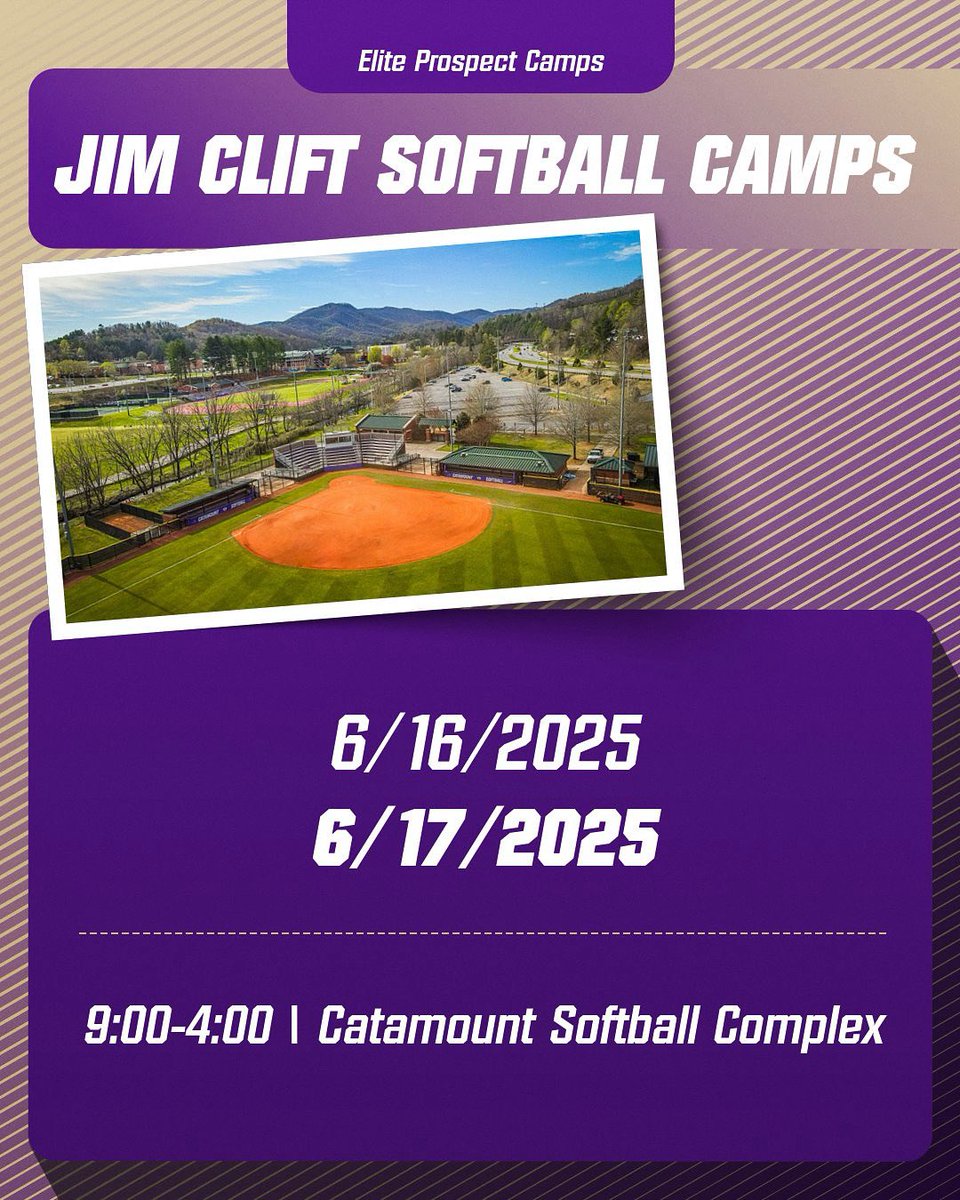 Less than a month away from our June Prospect Camps and spots are filling up FAST!! Register today!

-June 16th, 2025
-June 17th, 2025

🔗: jimcliftsoftballcamps.com