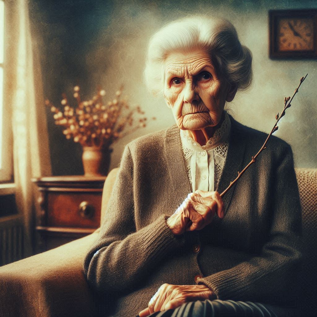 Grandma may be old, but she still remembers how to deal with disobedience.