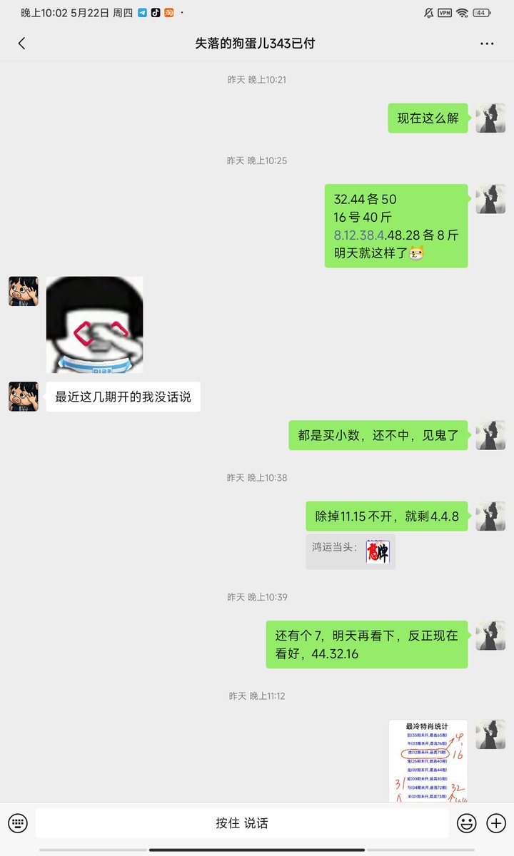 新澳门142期开狗绿波44号，昨晚10点多，我就看好码了，主44.32，今晚有粉丝和我说0尾，我看好狗，就是不买20，特码开个0尾出来，我马上去吃个生鸡蛋🥚。恭喜中主攻44🥳🤡
