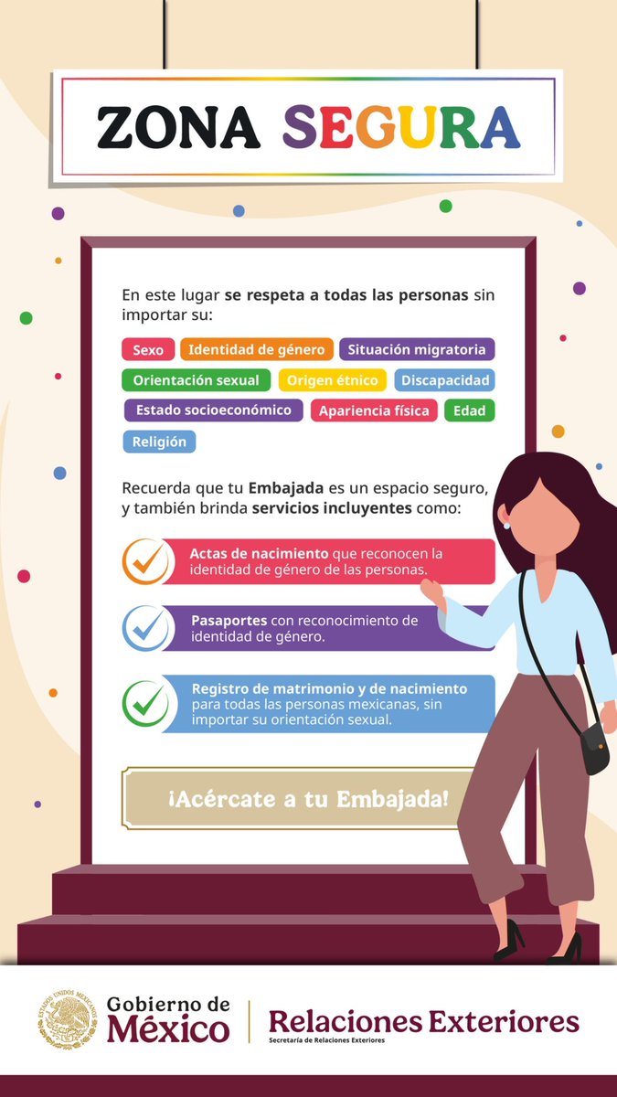 ¡Tu Embajada es una zona segura! #AcércateATuEmbajada #EmbajadaZonaSegura #MéxicoLGBTIQ+ #ProtecciónPreventiva
