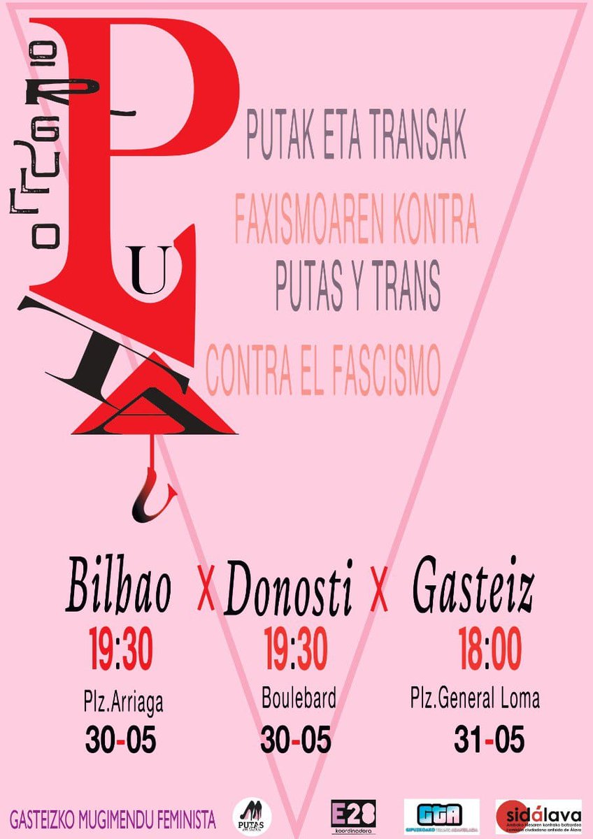 Los días 30 y 31 de mayo, las trabajadoras sexuales de EH seguimos visibilizando nuestra resistencia, pese al estigma y el punitivismo. Luchamos, junto con les trans, contra el fascismo que pretende controlar nuestros cuerpos y vidas
@e28koordinadora <a href="/GasteizkoMF/">Gasteizko MF</a> <a href="/Sidalava/">SIDALAVA</a>