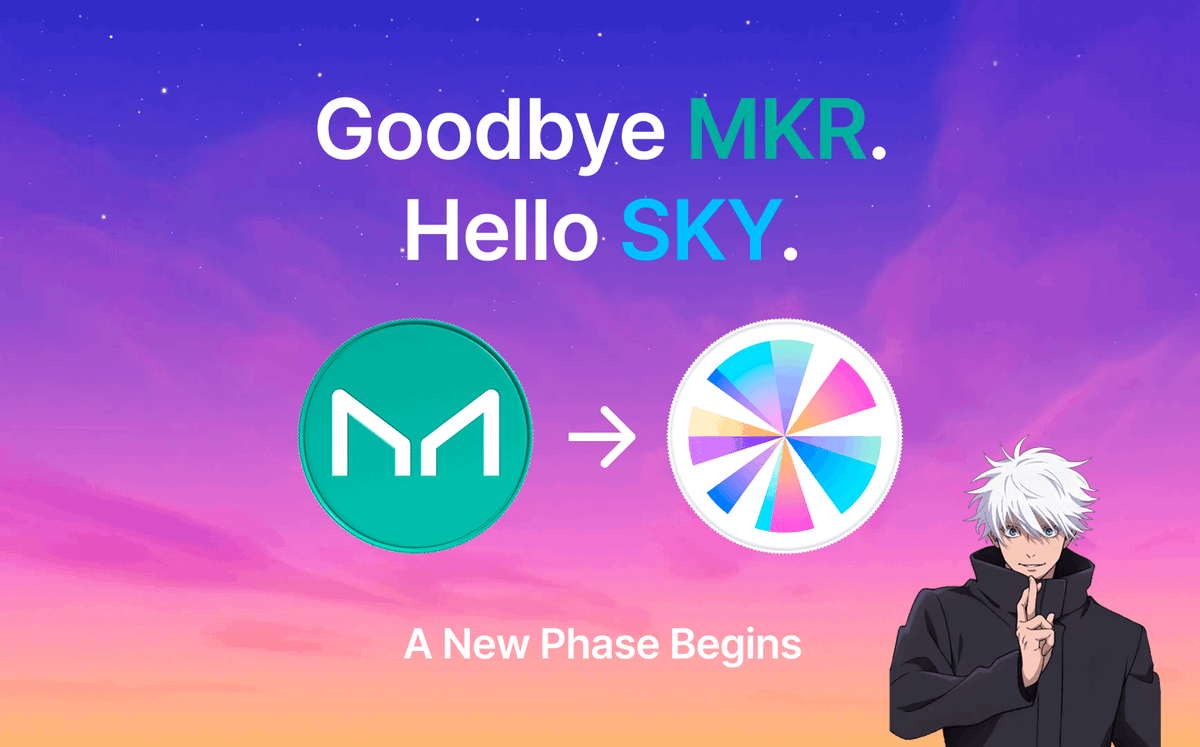 0xpedro_eth's tweet photo. MKR is officially migrating to $SKY, marking one of the most significant governance upgrades in DeFi.

A new phase begins for @SkyEcosystem governance, with a single token governing the protocol again.

Here's all you need to know 🧵 https://t.co/D3hogYMVQK