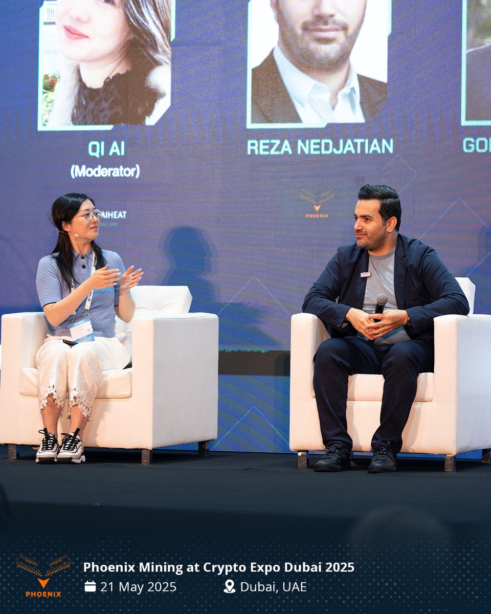 Phoenix Group (@phoenixgroupuae) on Twitter photo Phoenix Group participated in Crypto Expo Dubai 2025, where <a href="/RezaNedjatian/">Reza Nedjatian</a> – CEO of Phoenix Mining, AI & Data Centers, spoke at the Fireside Chat and took part in a panel on sustainable crypto mining. His talk focused on global mining trends, sustainability, and the UAE’s growing Phoenix Group participated in Crypto Expo Dubai 2025, where <a href="/RezaNedjatian/">Reza Nedjatian</a> – CEO of Phoenix Mining, AI & Data Centers, spoke at the Fireside Chat and took part in a panel on sustainable crypto mining. His talk focused on global mining trends, sustainability, and the UAE’s growing