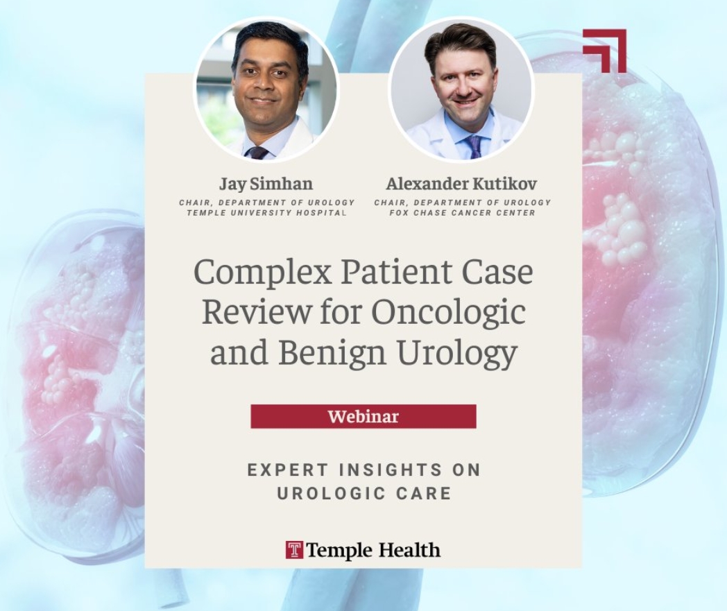 Fox Chase Cancer Center (@foxchasecancer) on Twitter photo Join Drs. Alexander Kutikov (<a href="/uretericbud/">Alexander Kutikov MD</a>) and Jay Simhan (<a href="/JSimhan/">Jay Simhan, MD</a>) 5/29 from 5-6pm as they walk through complex patient cases, highlighting the collaborative, patient-centered approach to managing both malignant and benign urologic diseases. Register: bit.ly/4mxep5o Join Drs. Alexander Kutikov (<a href="/uretericbud/">Alexander Kutikov MD</a>) and Jay Simhan (<a href="/JSimhan/">Jay Simhan, MD</a>) 5/29 from 5-6pm as they walk through complex patient cases, highlighting the collaborative, patient-centered approach to managing both malignant and benign urologic diseases. Register: bit.ly/4mxep5o
