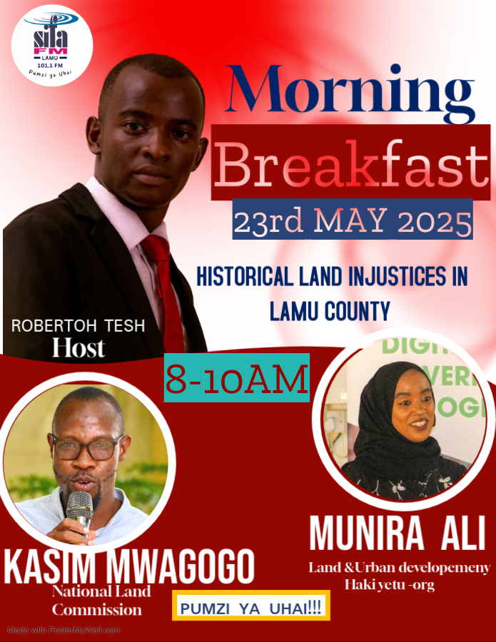Historical Land Injustices; how far have we come?Tomorrow, @Alimunira381  &amp; <a href="/NLC_Kenya/">National Land Commission</a>  will reflect on the challenges &amp; legal pathways for affected communities in Lamu County  STAY TUNED!!! #HakiYetu #Landrights