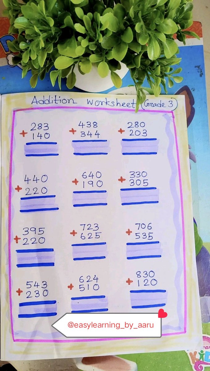 easylearnbyaaru's tweet image. Addition worksheet #addition #studyadda #add #maths #mathsforkids #easylearning