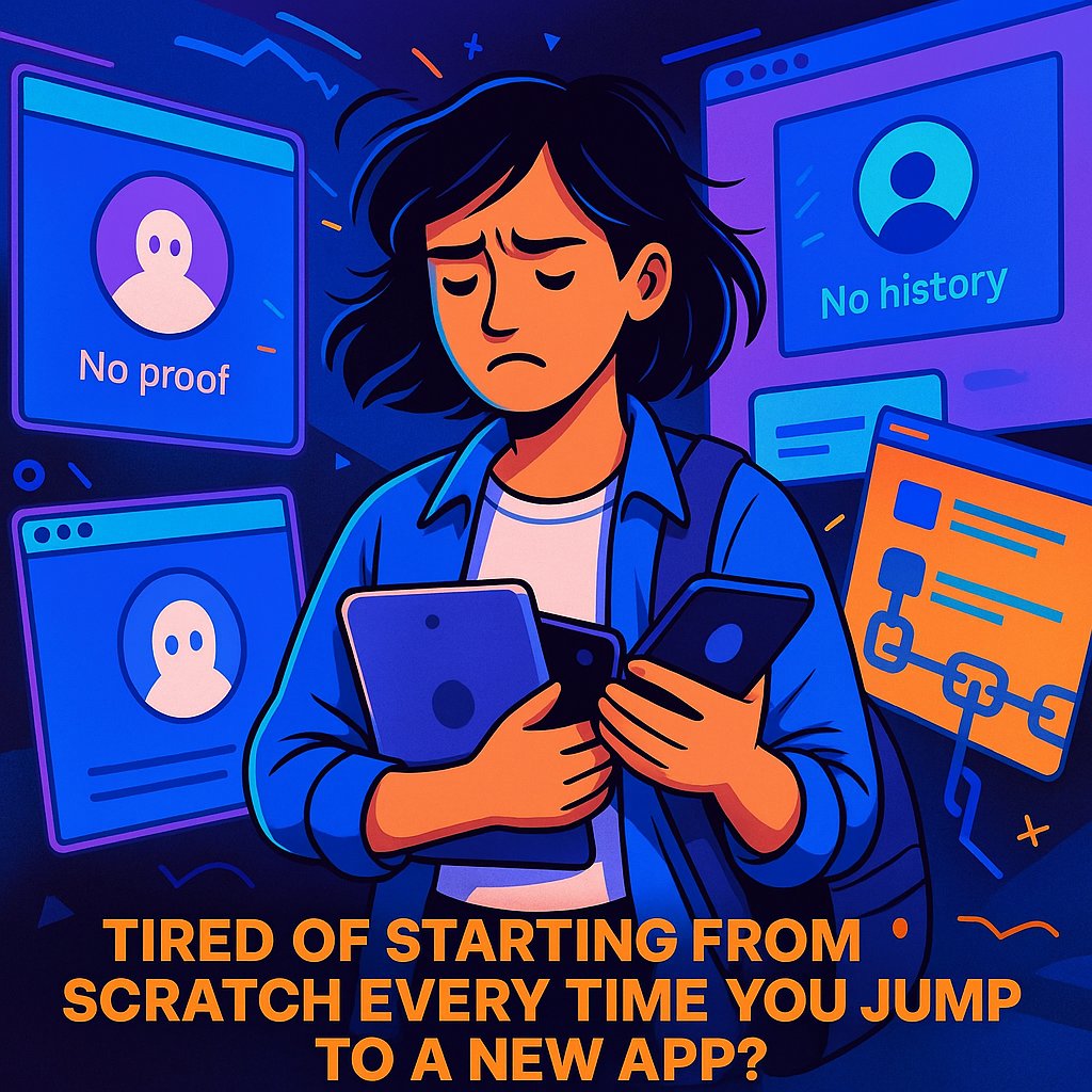 Can't things be better 😡.
It's really frustrating 😔and we have been relaxed about it.

Guys, remember how we had to start over every time we jumped to a new app?
New username. No history. No proof of the grind.
That’s when it hit me,
We don’t really own our online selves.