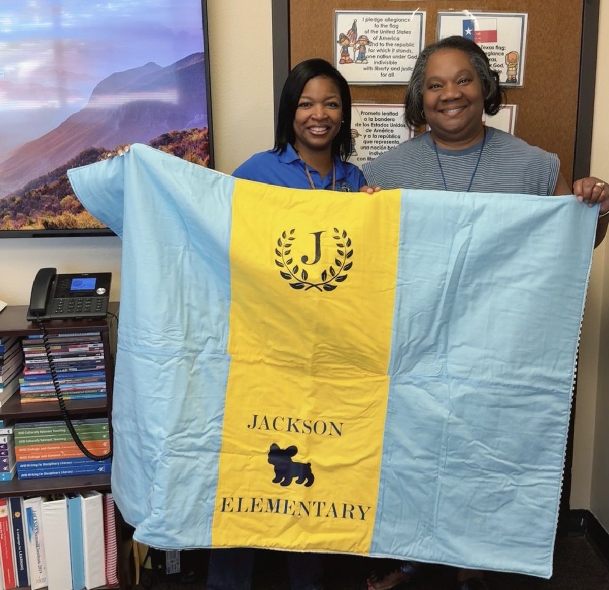 Thank you Mrs. Alyce Williams for my blanket. She knows I love Jackson and am always cold. #jacksonpridealways 💙💛